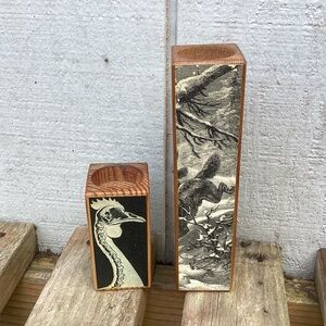 NEW Peg & Awl wooden tea candle HOLDER 2 pieces